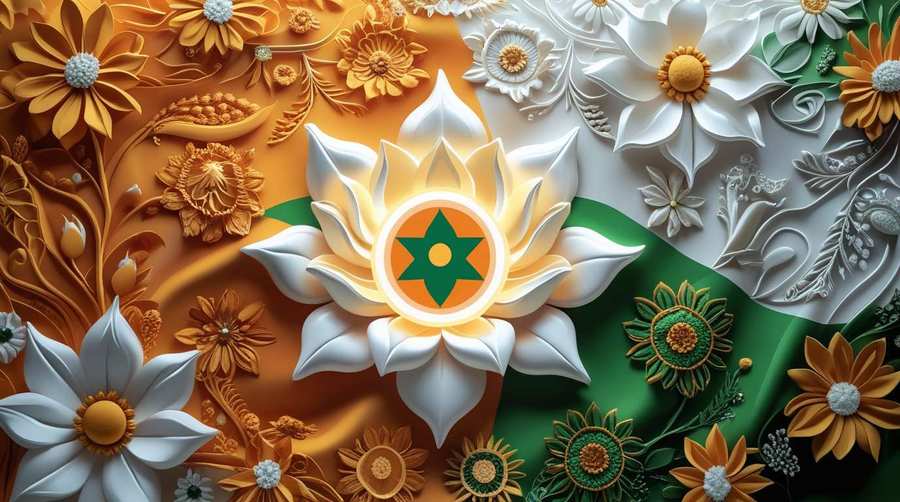 indian flag republic day background with flowers