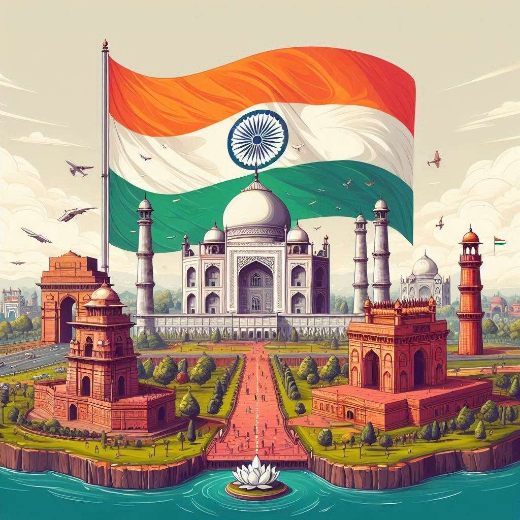 indian flag taj mahal photo download free