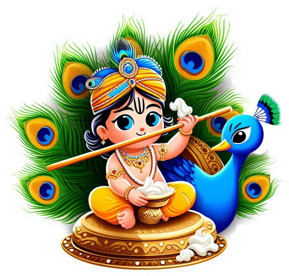 interactive happy krishna janmashtami png for websites featuring dahi handi flute peacock feather