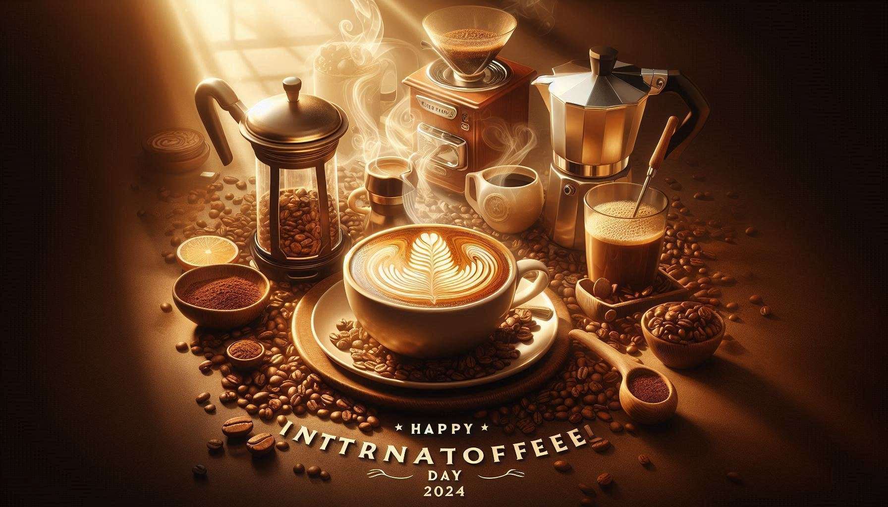 Download Free international coffee day 2024 themed background images for websites, slideshows, and designs | royalty-free and unlimited use.