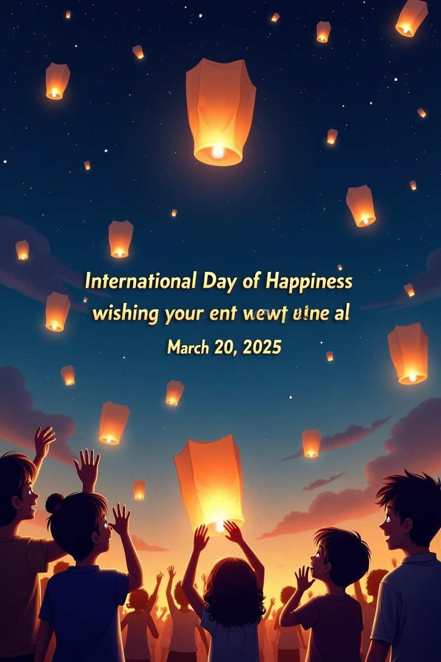 International Day of Happiness typography background PNG International Day of Happiness typography background