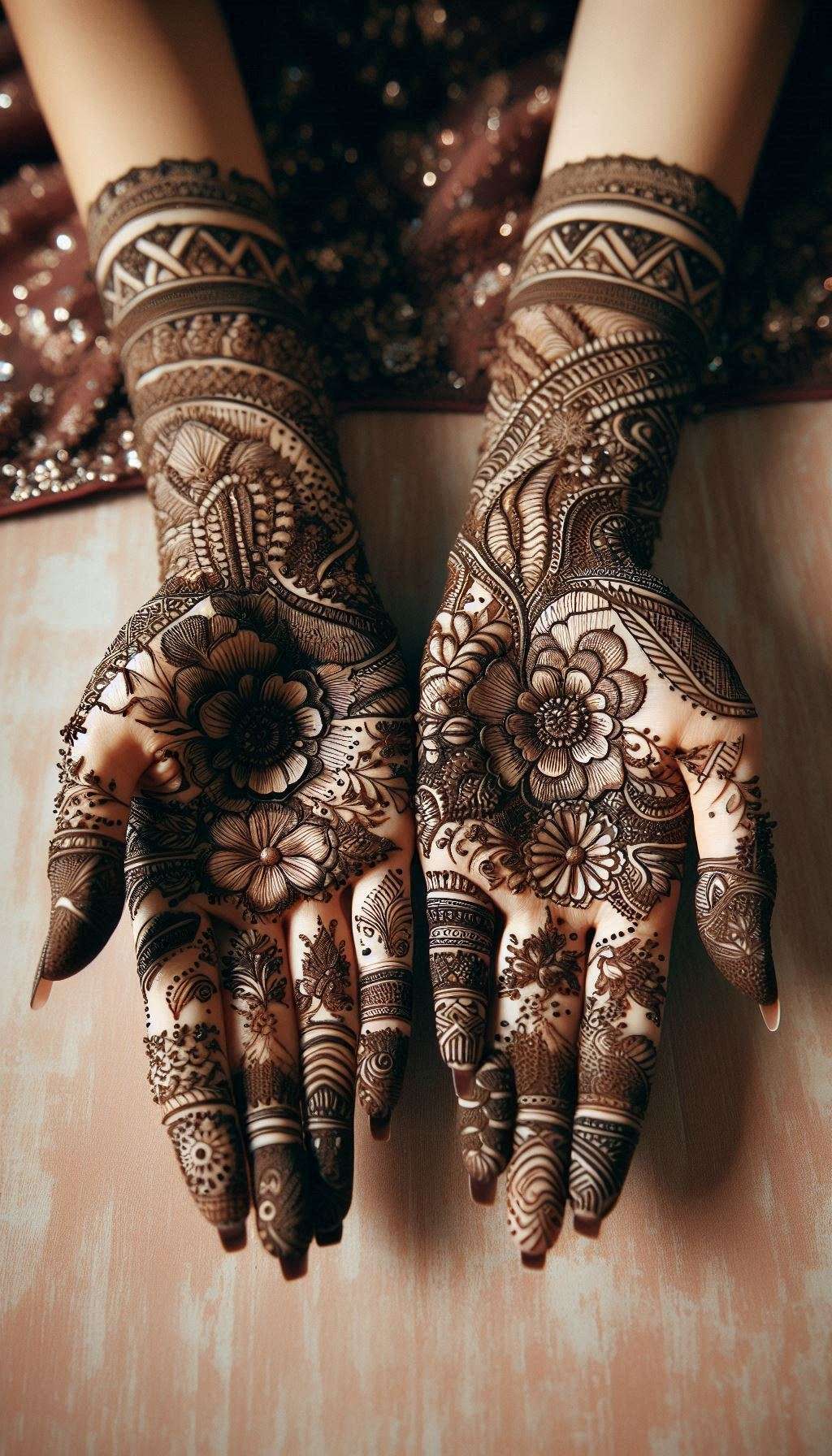 intricate mehndi design for full hands