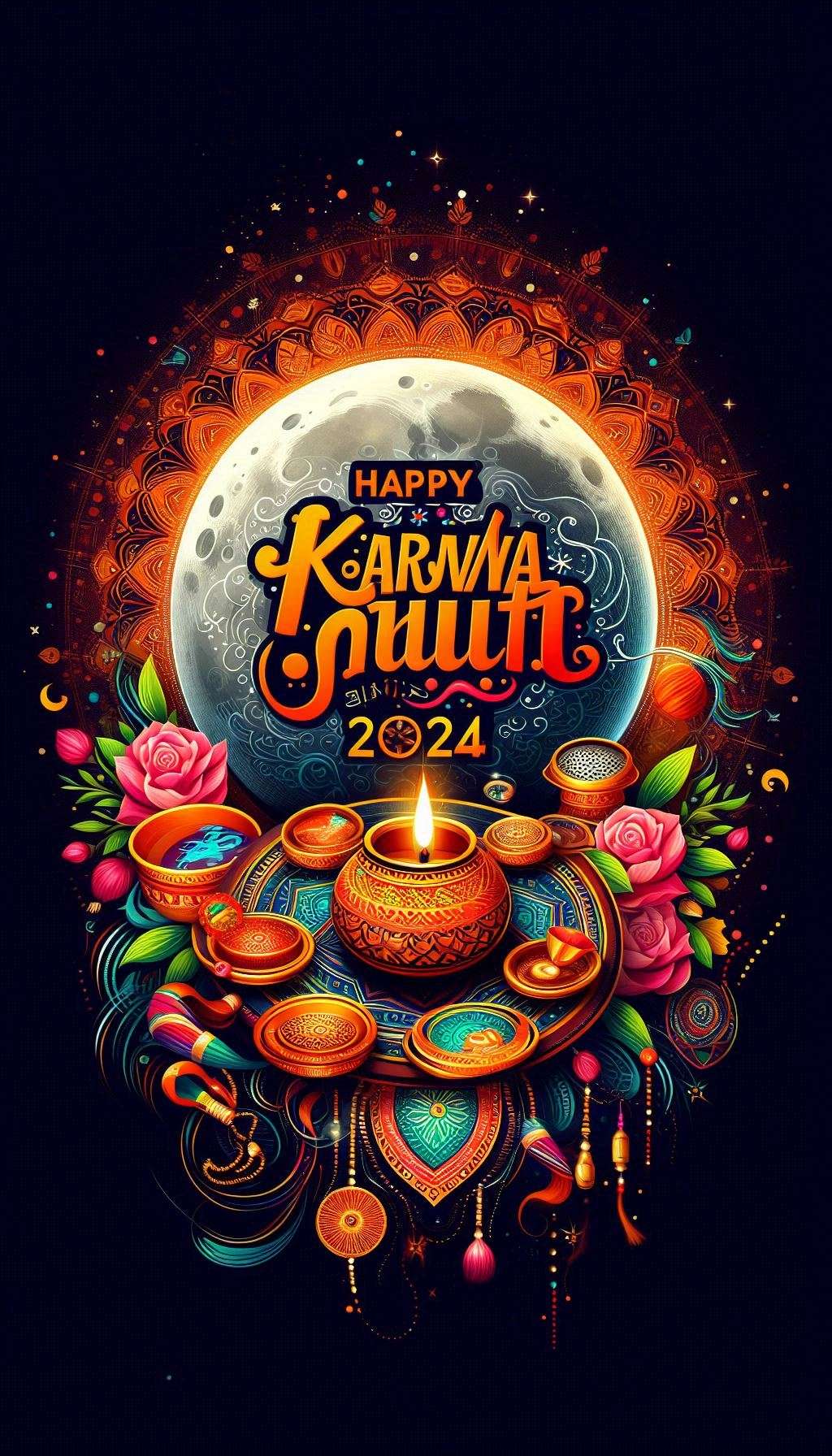 karwa chauth 2024 diya and thali decoration images