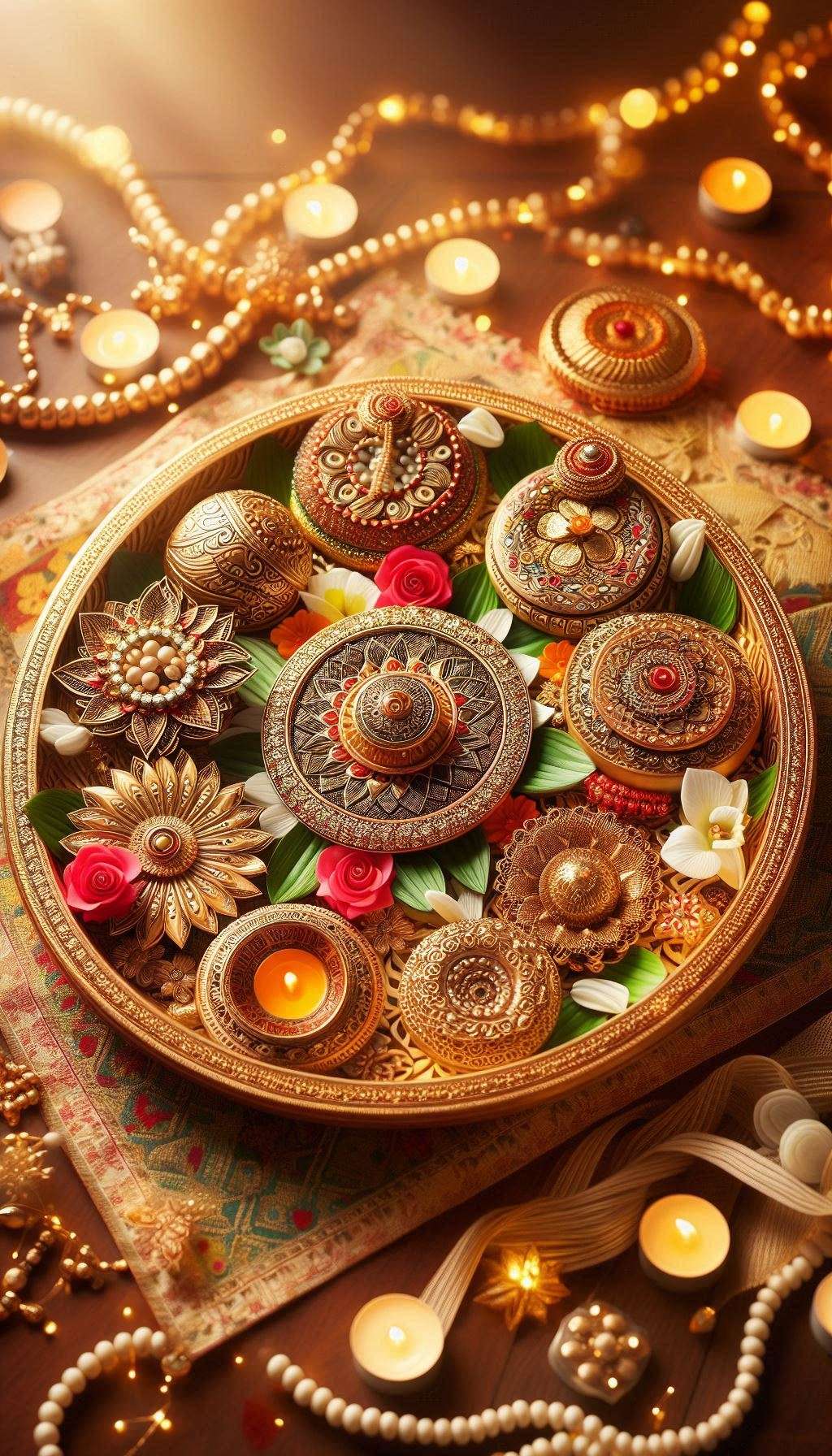 karwa chauth puja thali decoration images