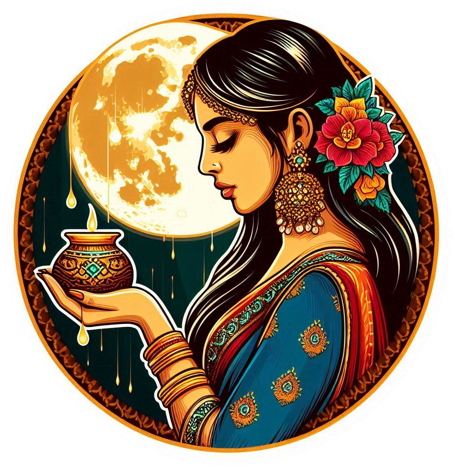 karwa chauth woman moon watching png