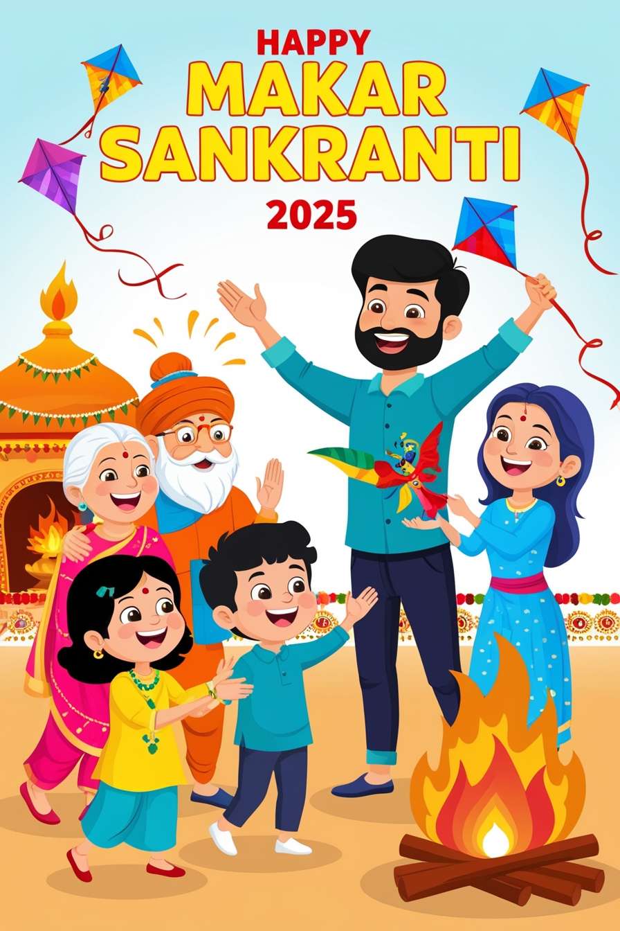 kids flying kites on happy makar sankranti 2025