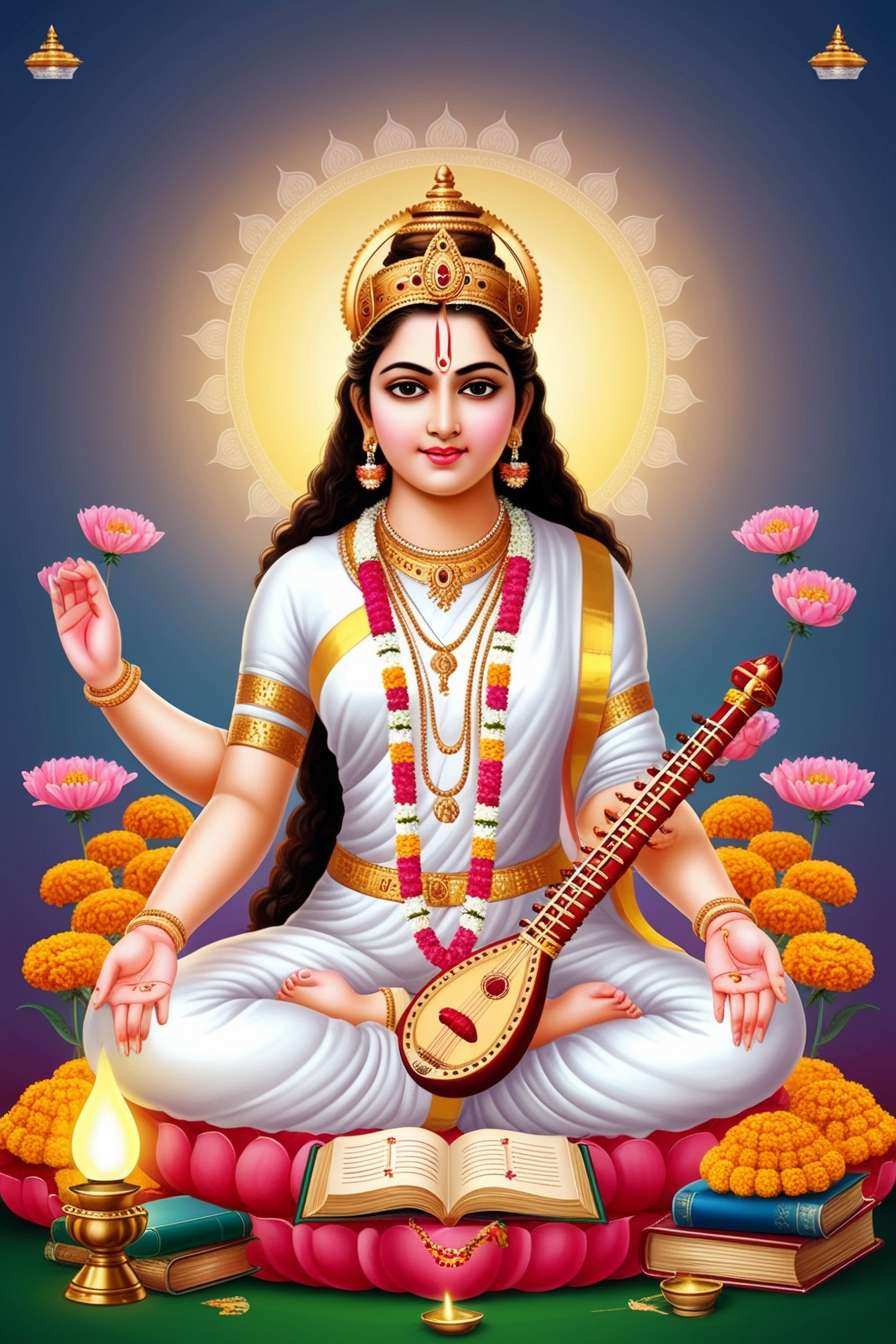 latest saraswati puja wallpaper designs 2025