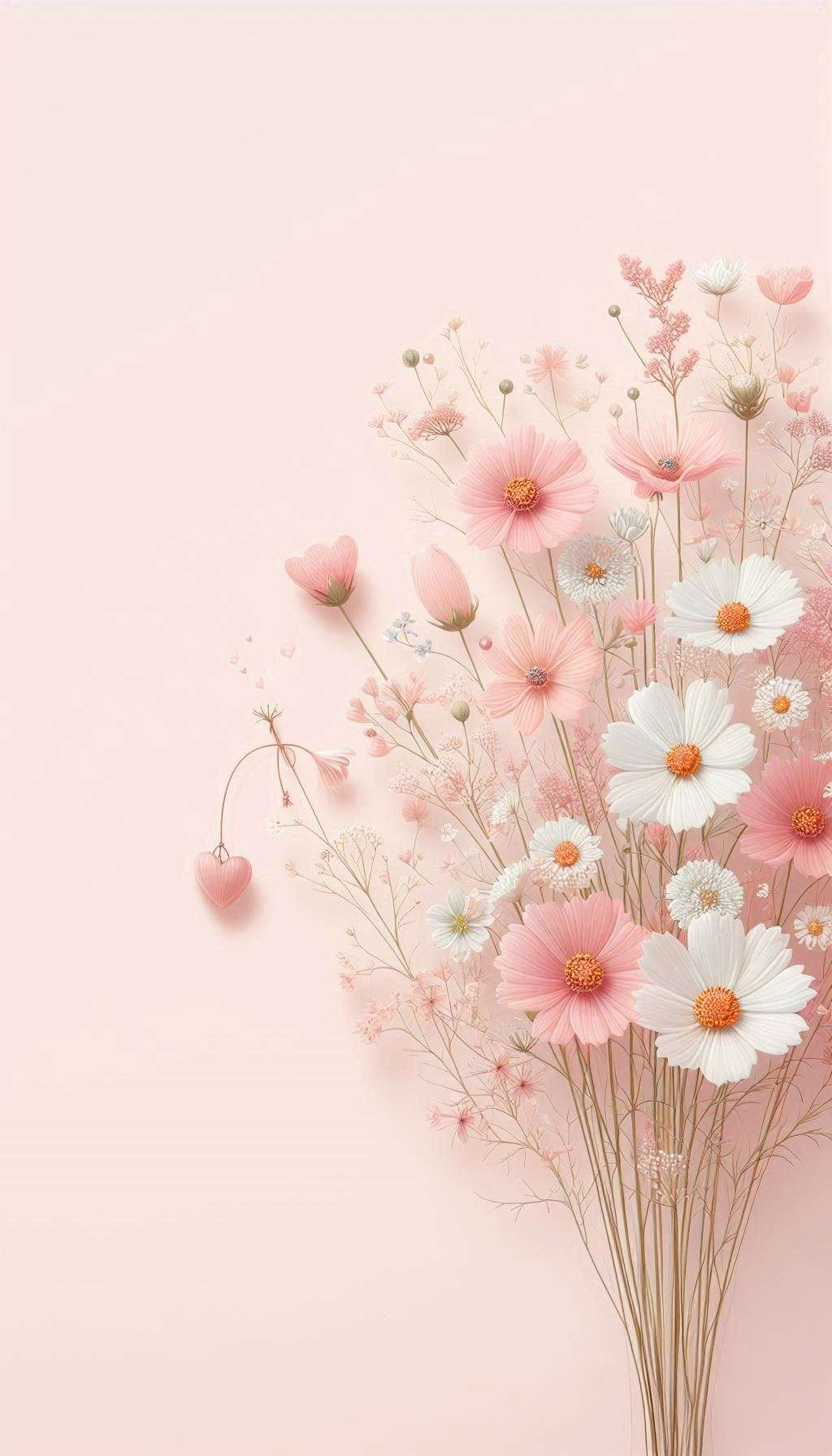 light pink background with flower pattern