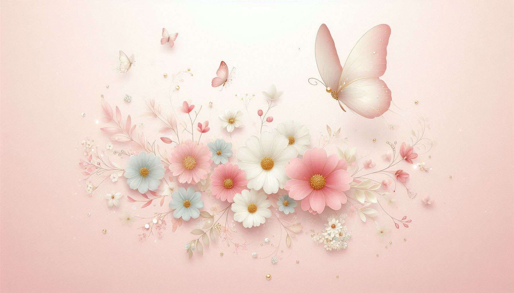 light pink background with flower wallpaper