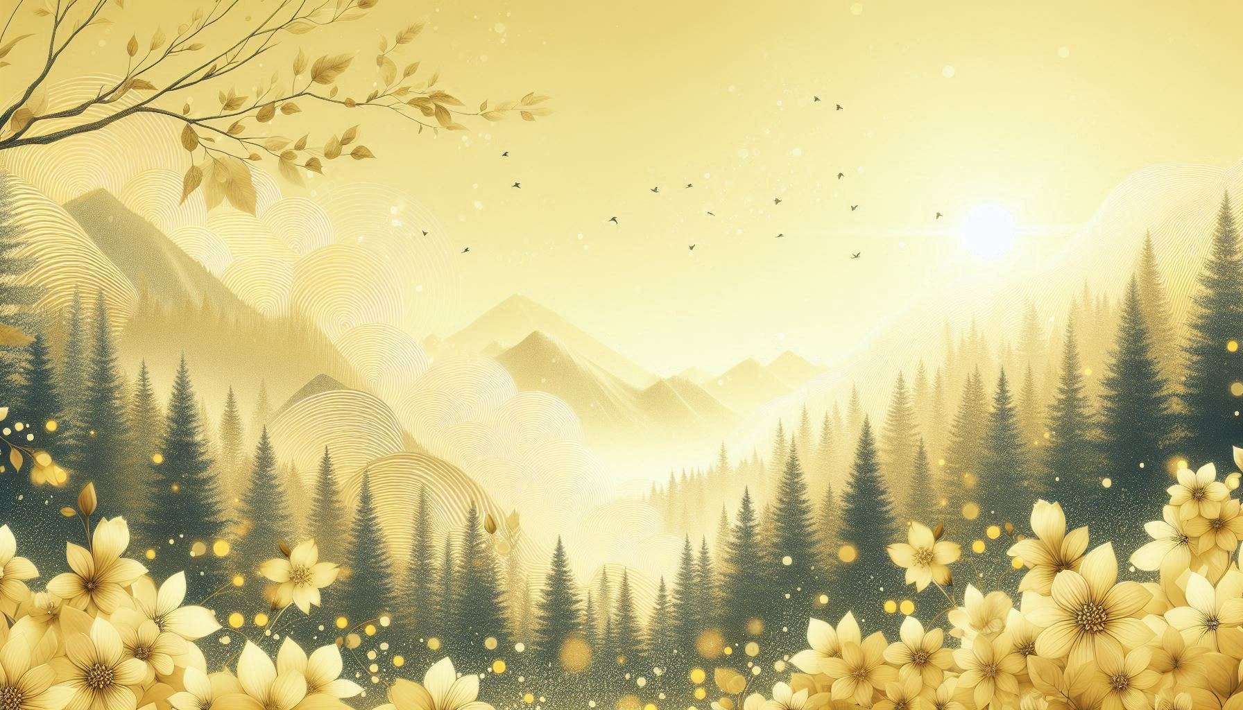 light yellow background with flower wallpaper