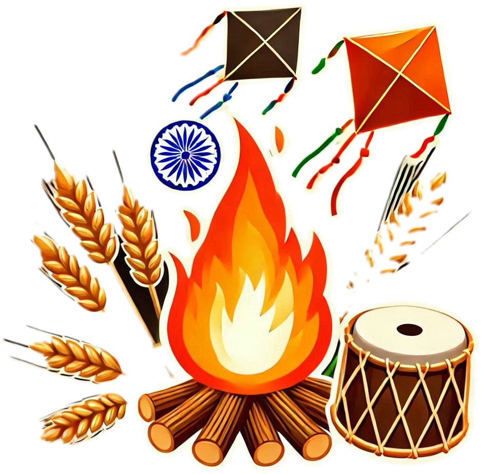 lohri bonfire png for greeting cards