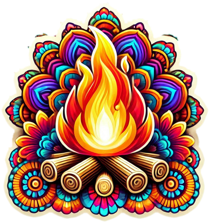 lohri bonfire png with family celebration theme