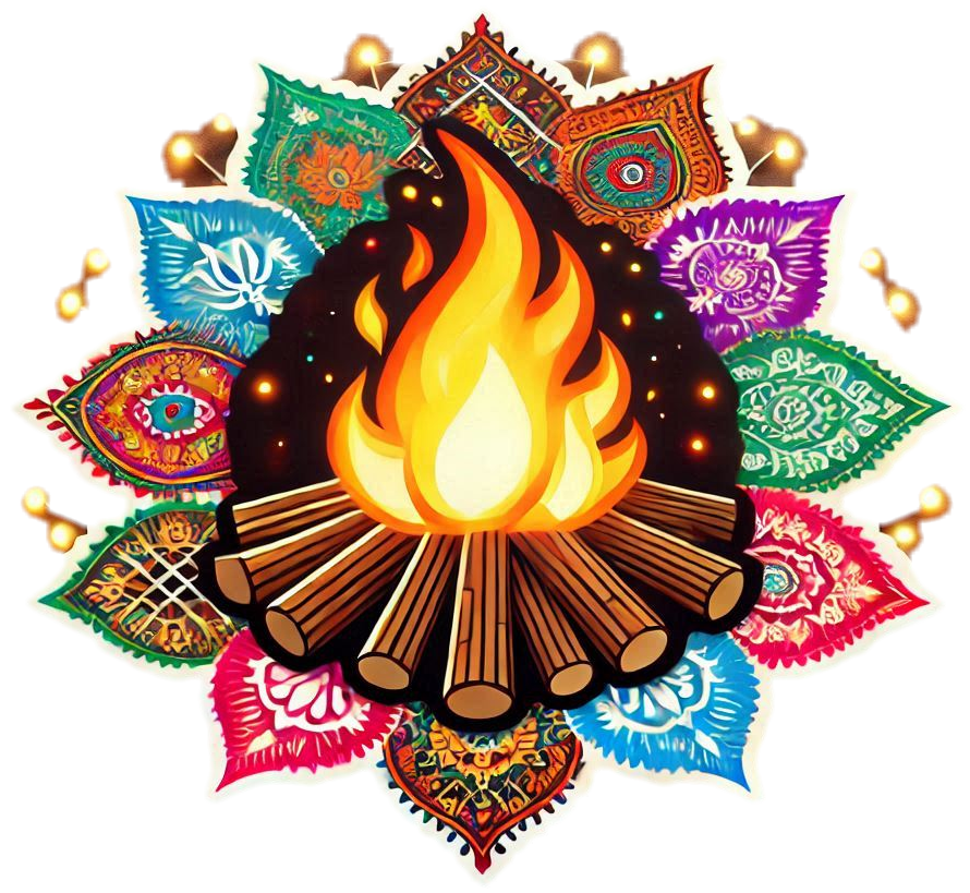 lohri bonfire png with glowing effect