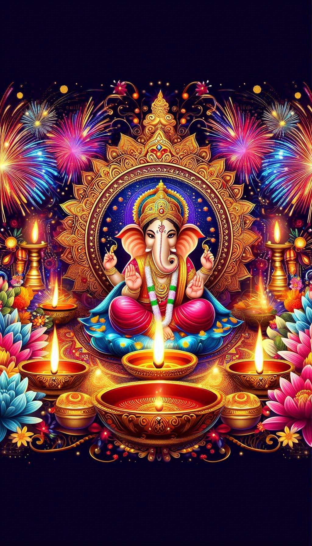 lord ganesh background for diwali greetings