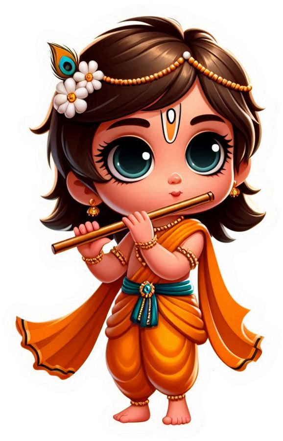 lord krishna with flute png image for greeting cards