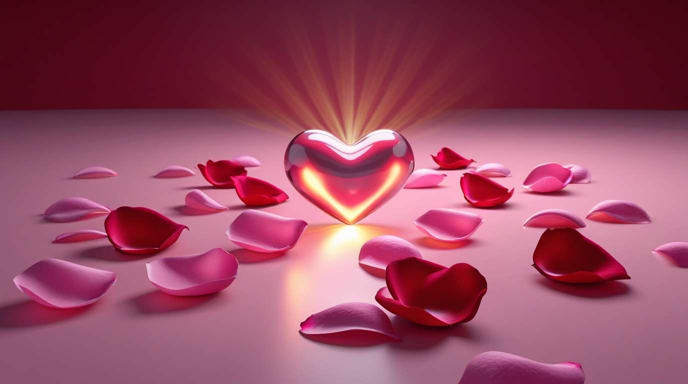 love background with bokeh effect and glowing hearts