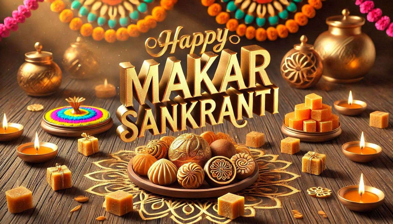 makar sankranti greeting cards with colorful designs