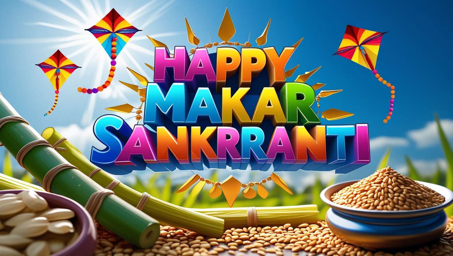 makar sankranti greeting cards with kites design