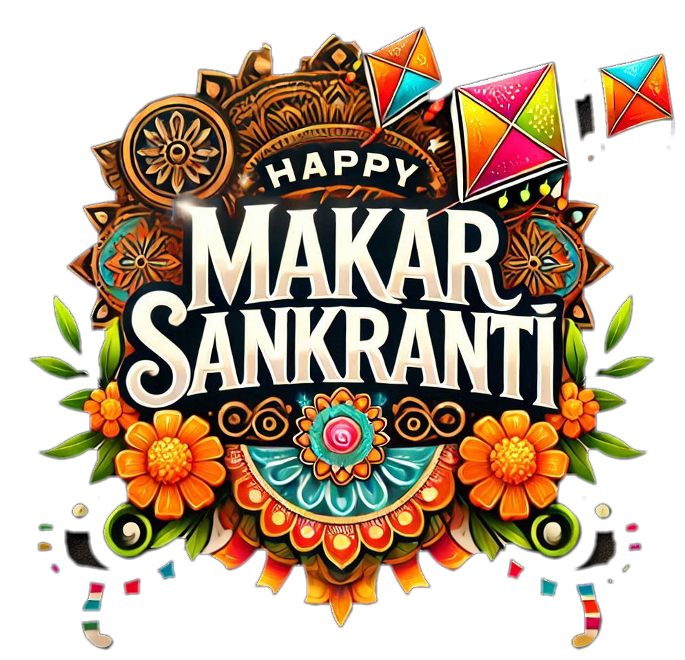 makar sankranti holiday png with happy english greetings