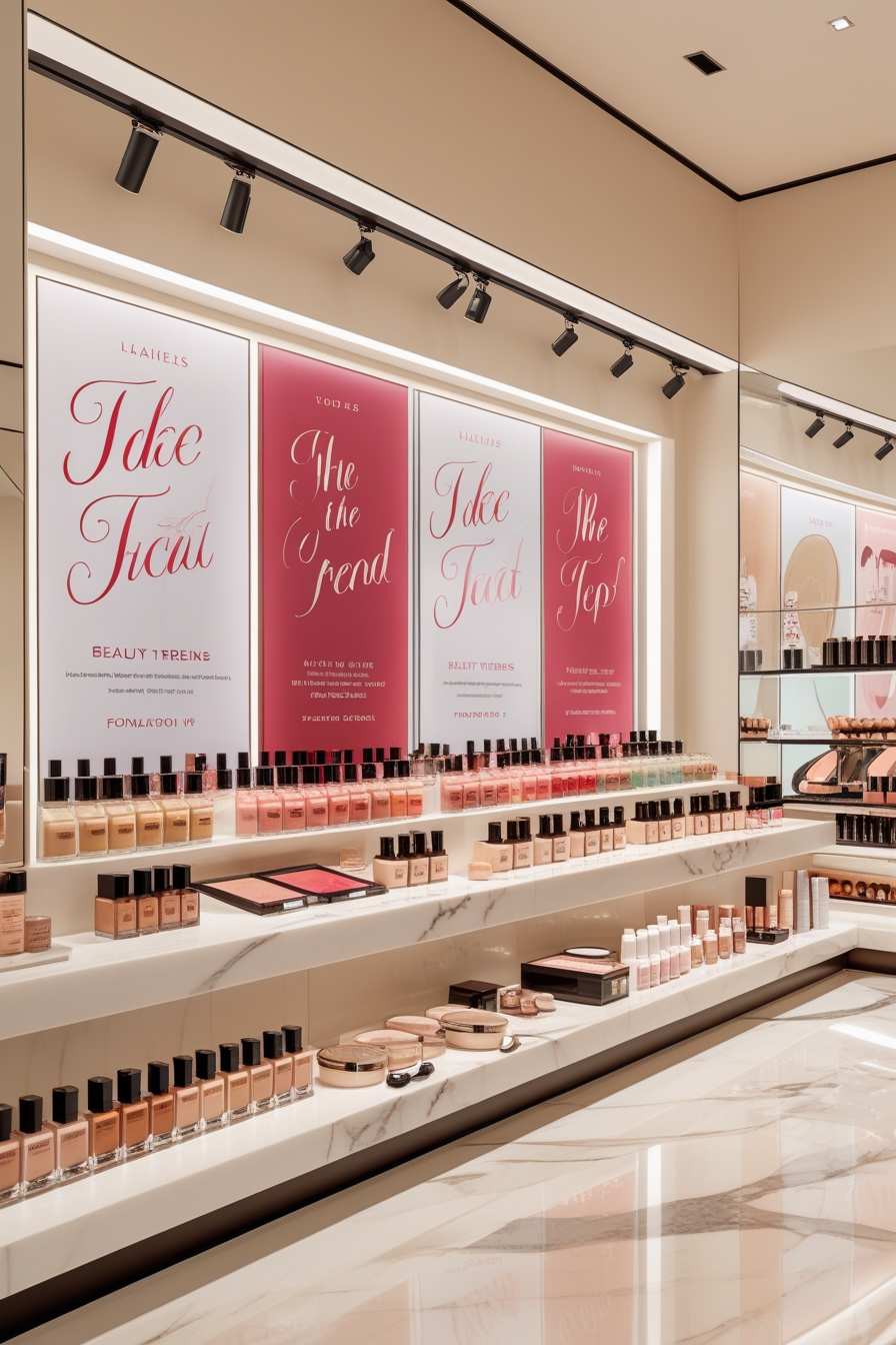 makeup counter background in beauty shop