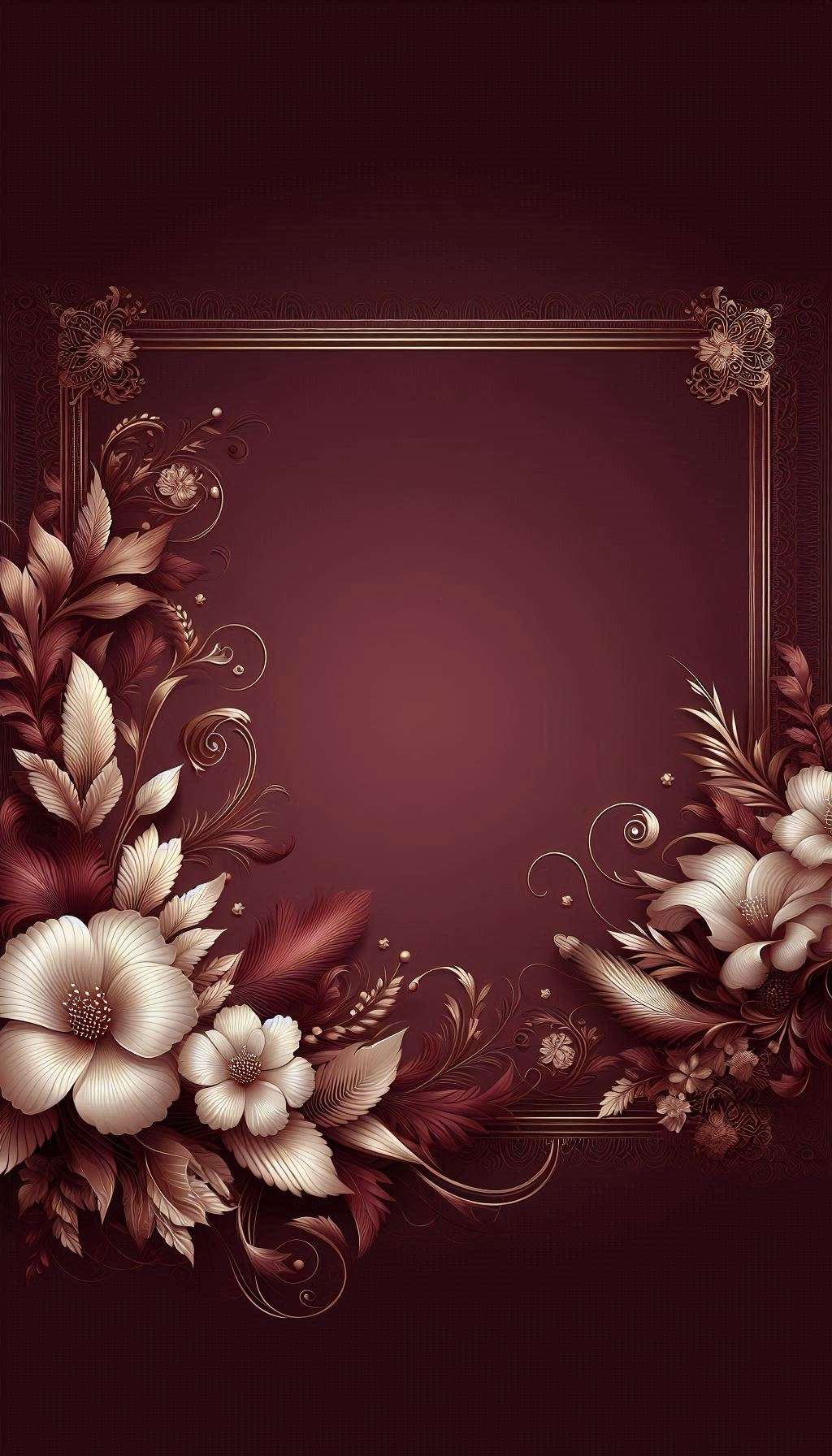 Download Free maroon background hd with floral patterns for wedding invitations card for websites, slideshows, and designs | royalty-free and unlimited use.