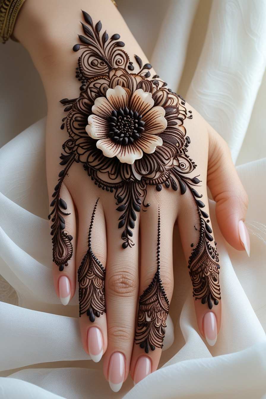 Mehndi design for back side of hand