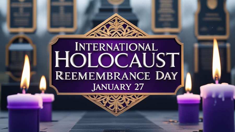 memorial event banners for holocaust remembrance day 2025