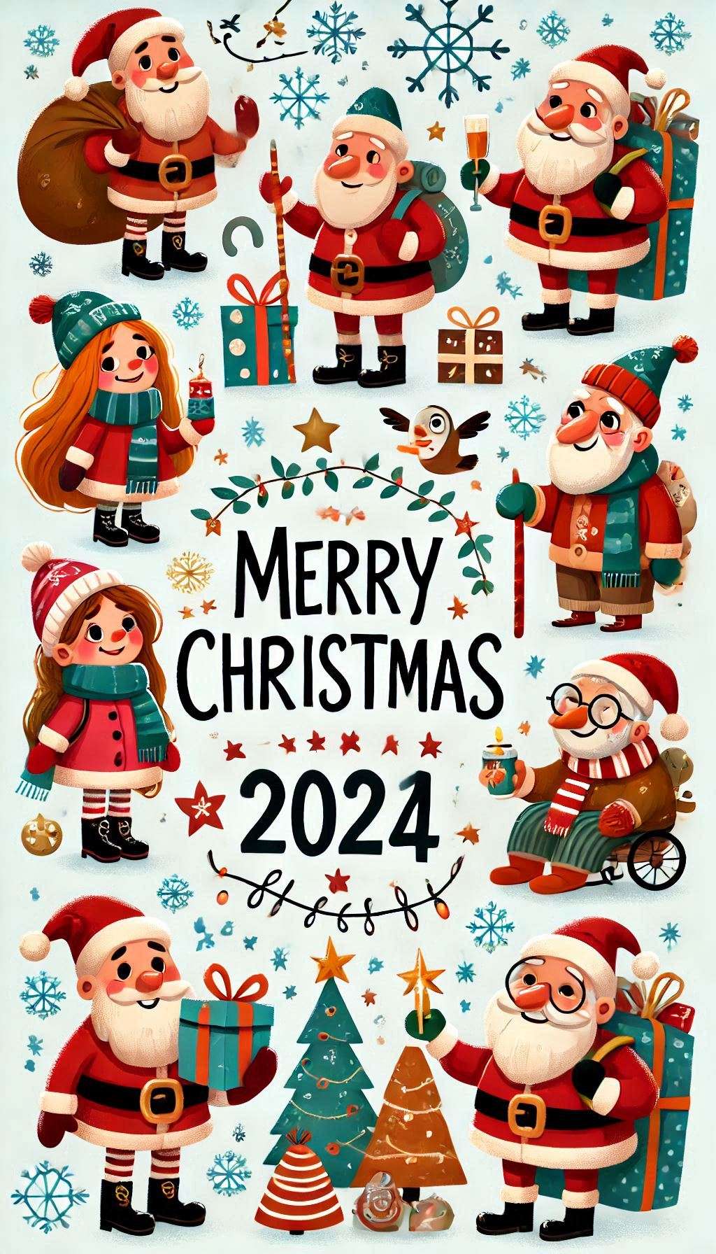 merry christmas 2024 images with cartoon characters