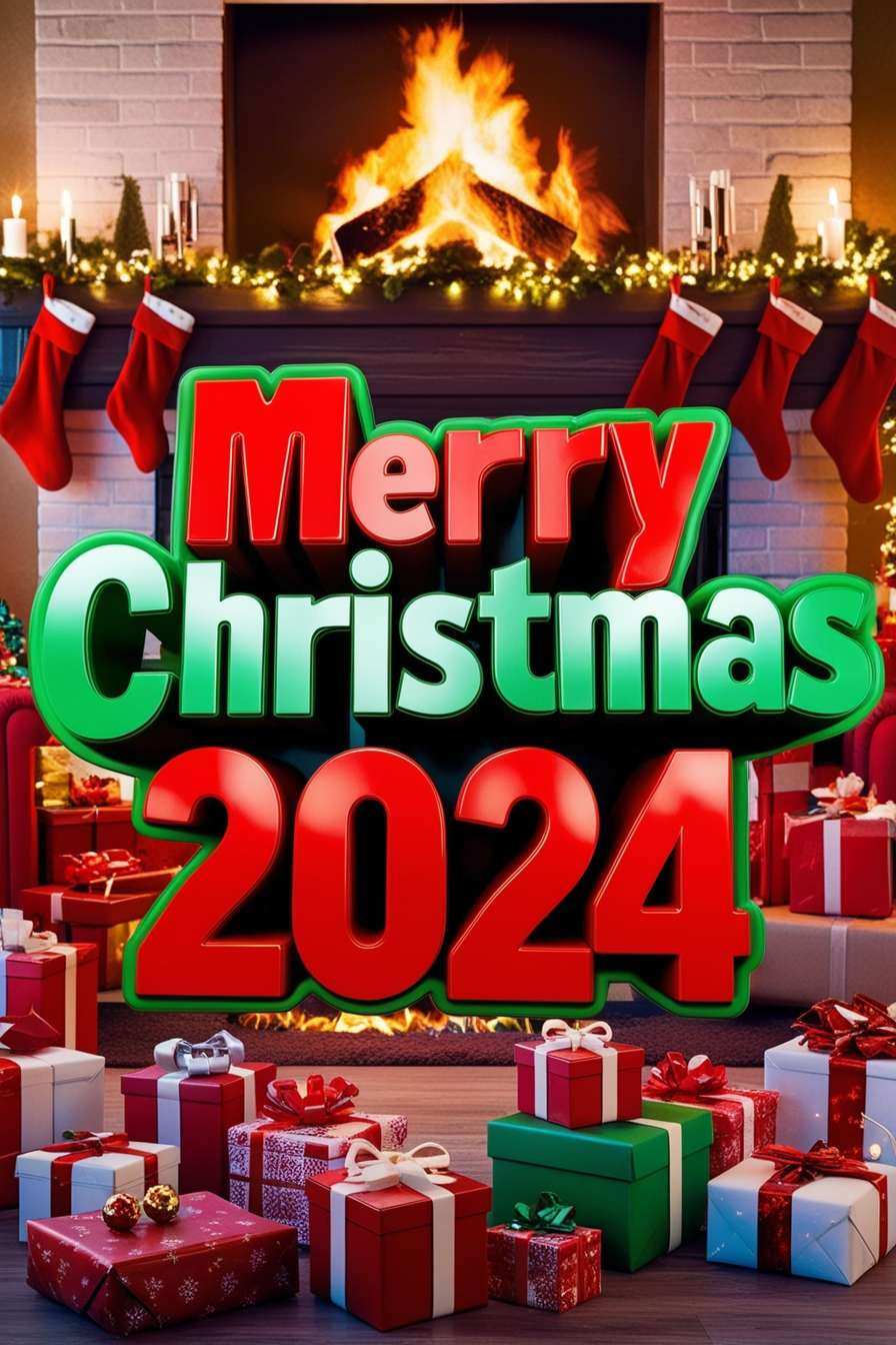 merry christmas 2024 images with festive decorations