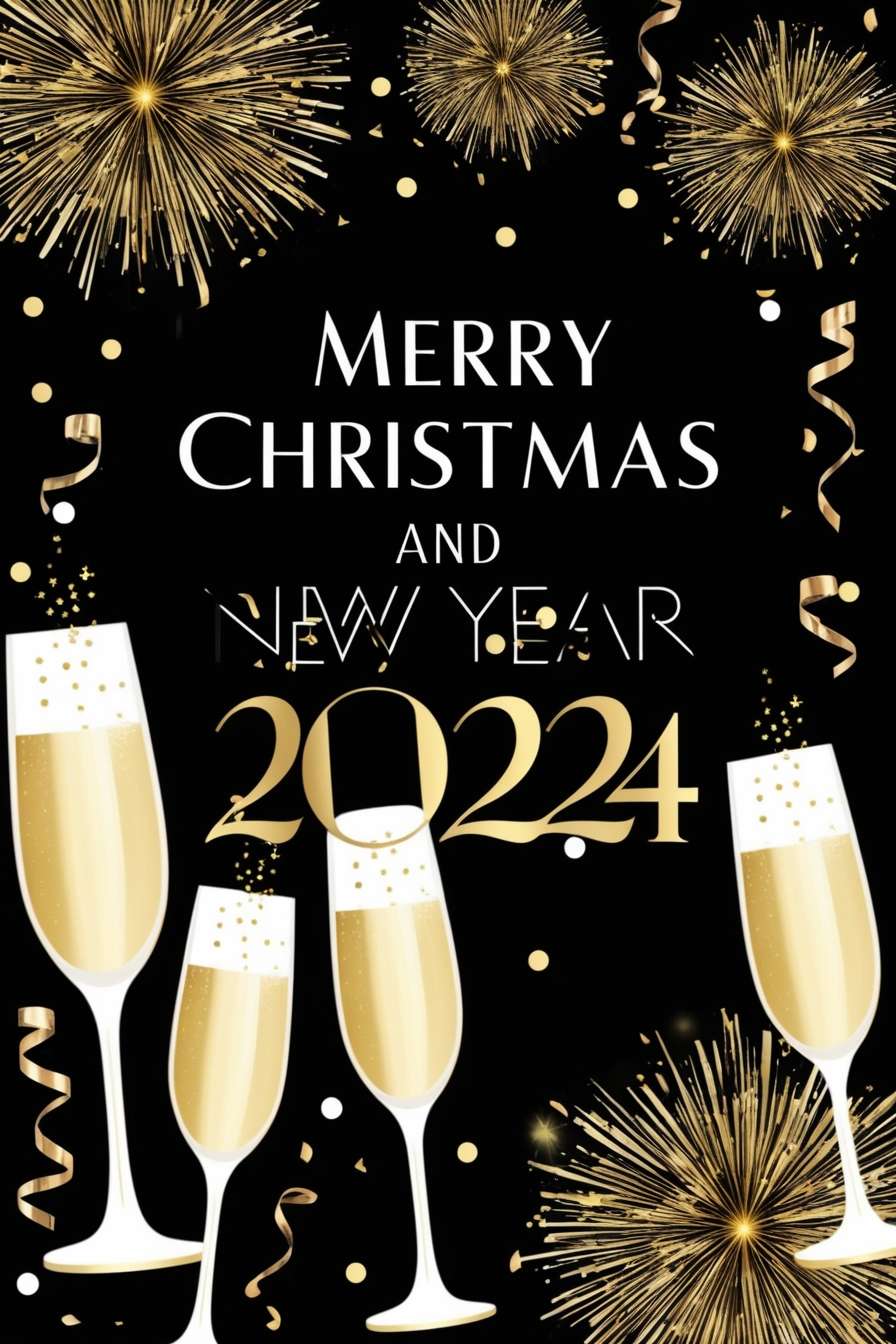 merry christmas and happy new year 2024 images with snowflakes