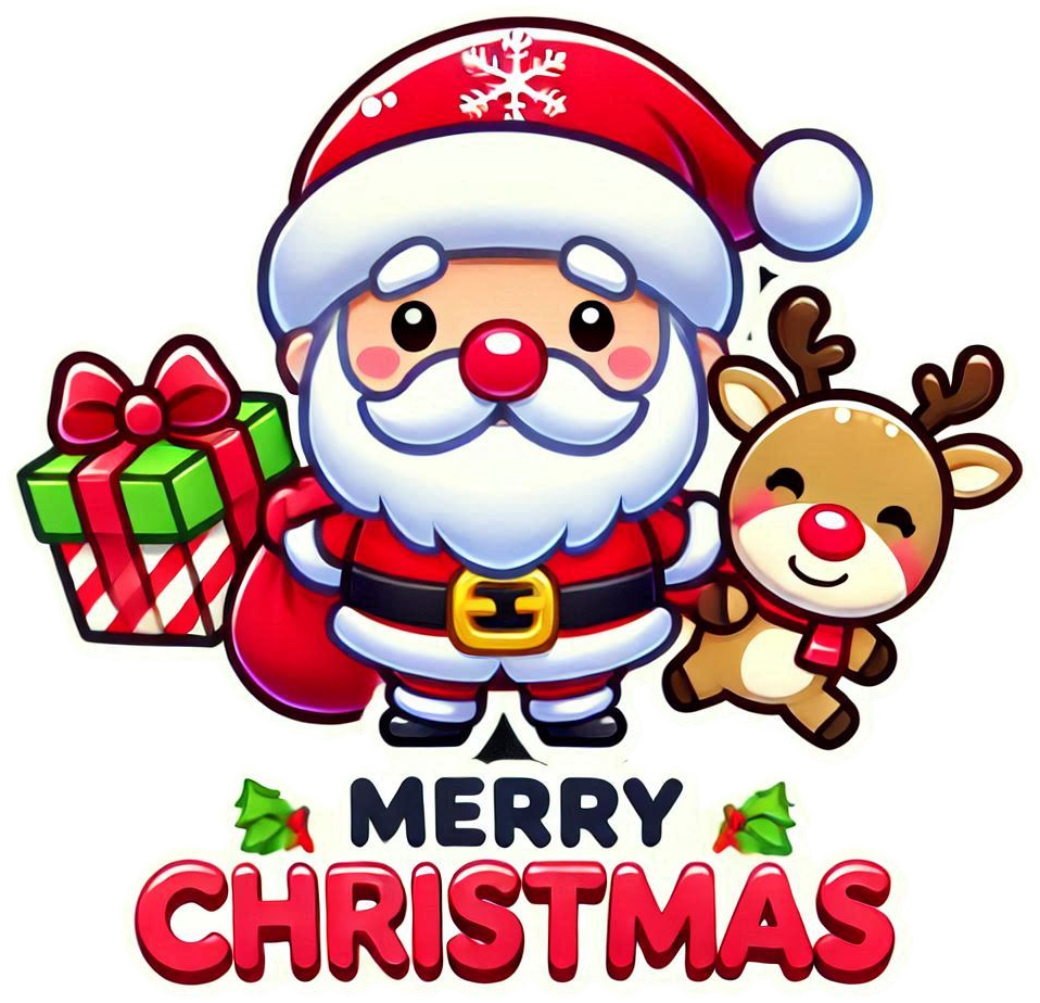 merry christmas cartoon santa claus with reindeer png transparent