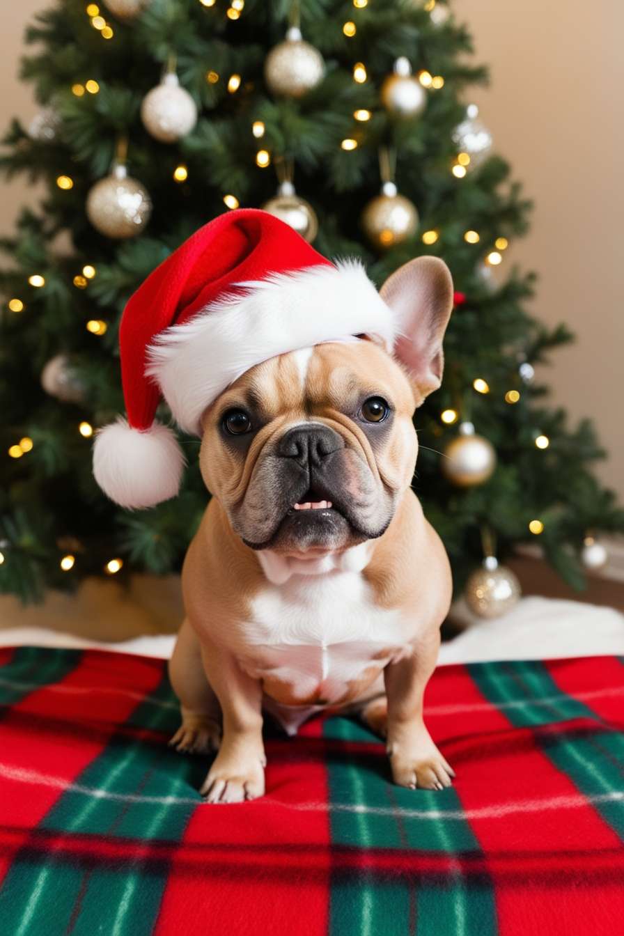 merry christmas dog image with santa hat