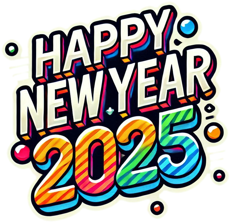 minimalist happy new year 2025 text png designs