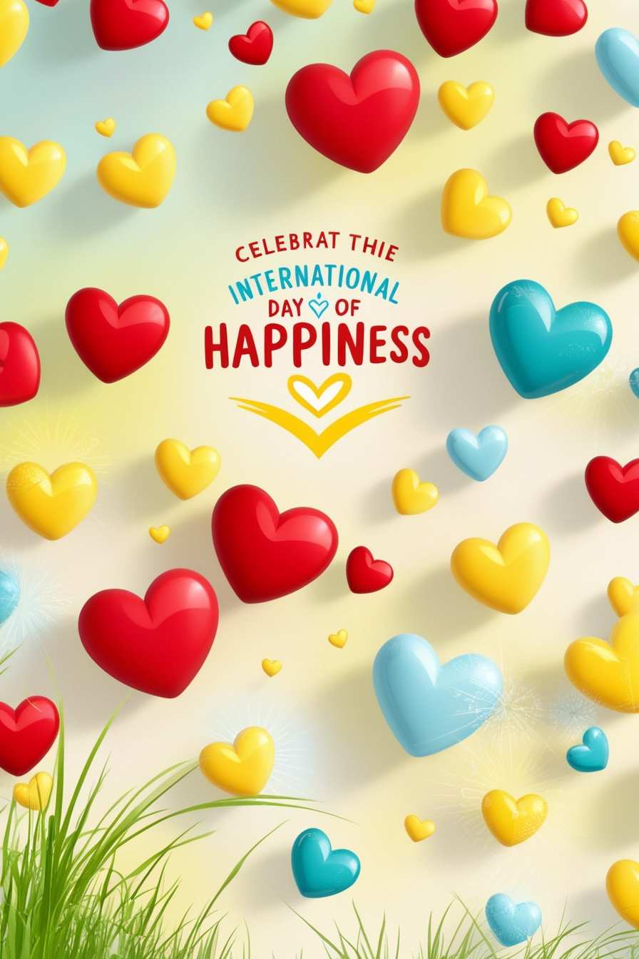 Minimalist International Happiness Day background template PNG Minimalist International Happiness Day background template