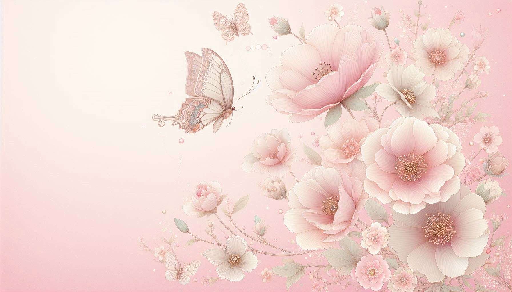 minimalist light pink background with flower