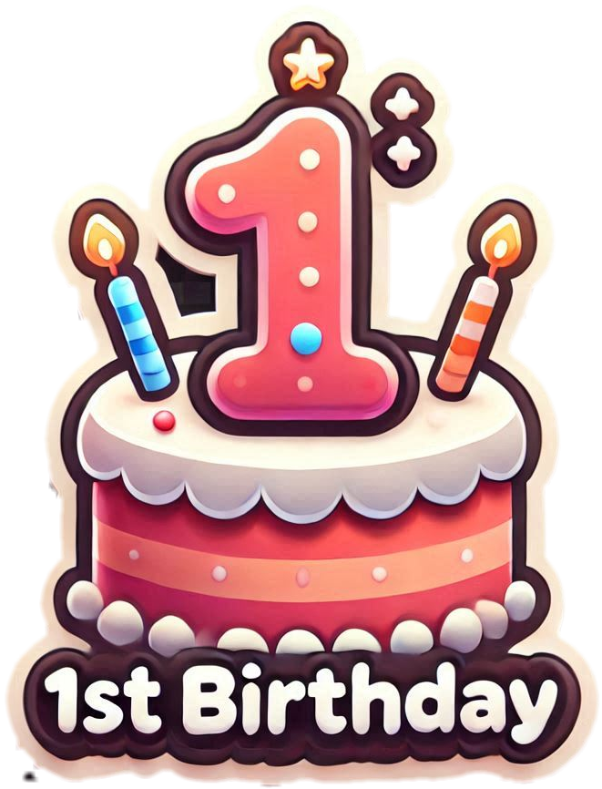 modern 1st birthday cake png for events