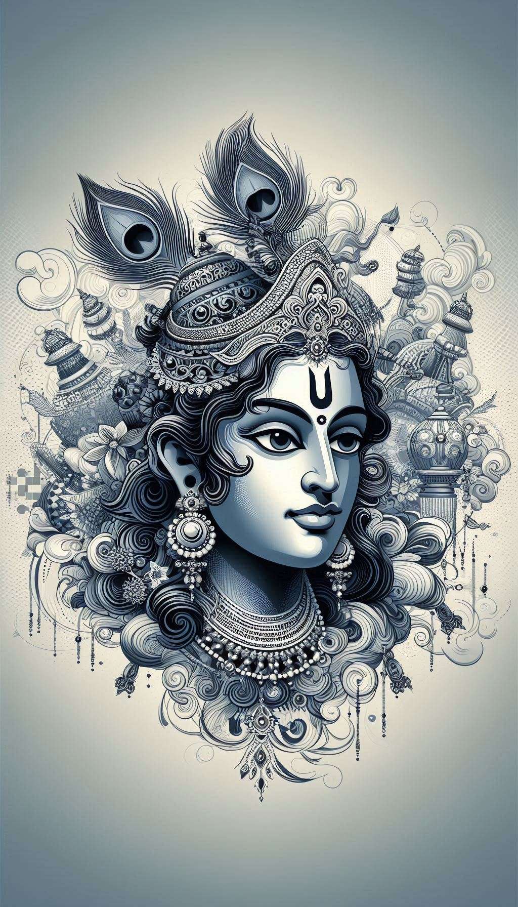modern digital illustration of lord krishna
