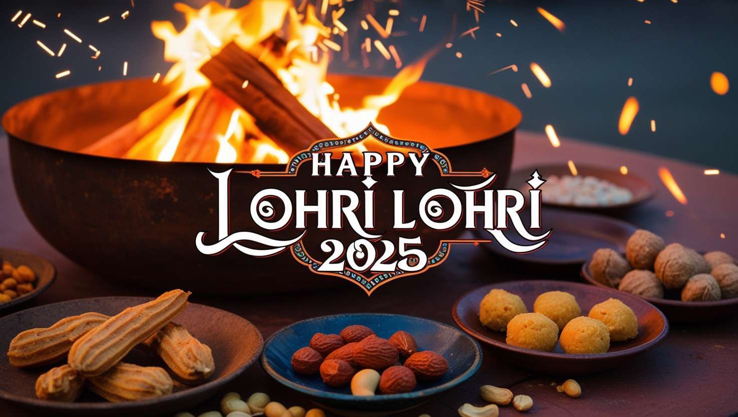 modern happy lohri greetings with stylish fonts