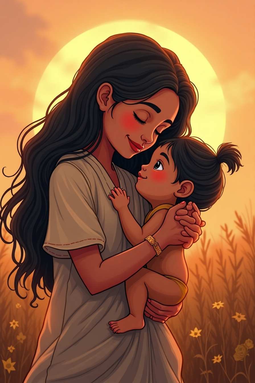 Mothers Day background with kids and mom