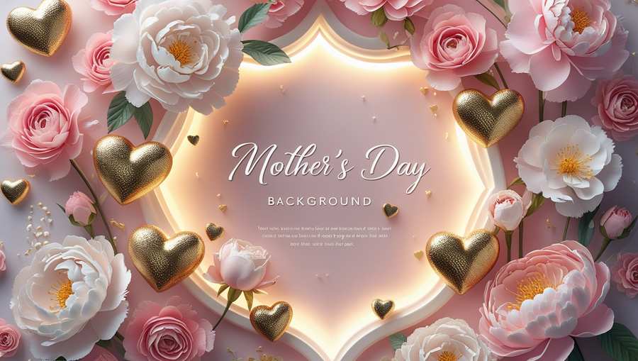Mothers Day background with pink roses