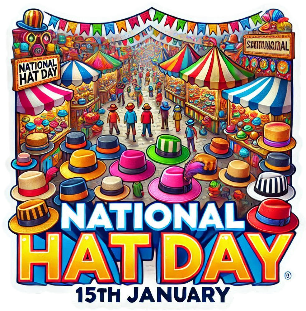 national hat day png clipart with colorful hats