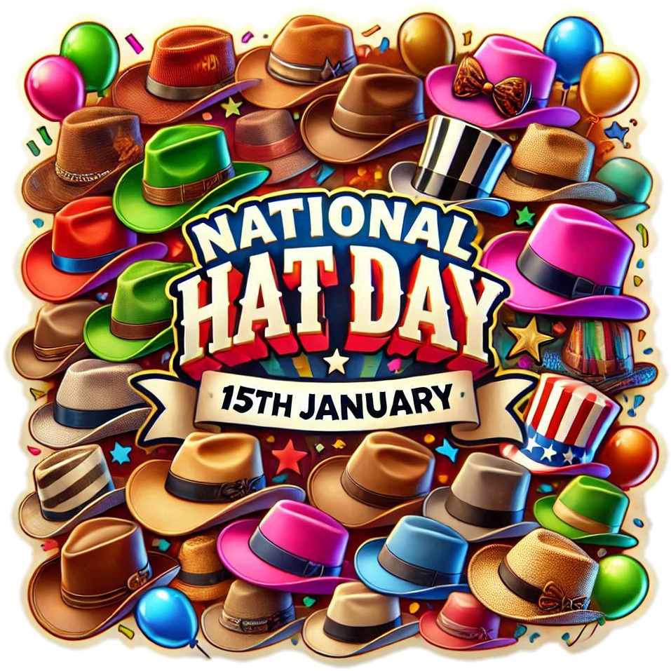 national hat day png with hats of different styles