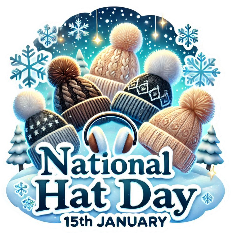 national hat day png with stylish text