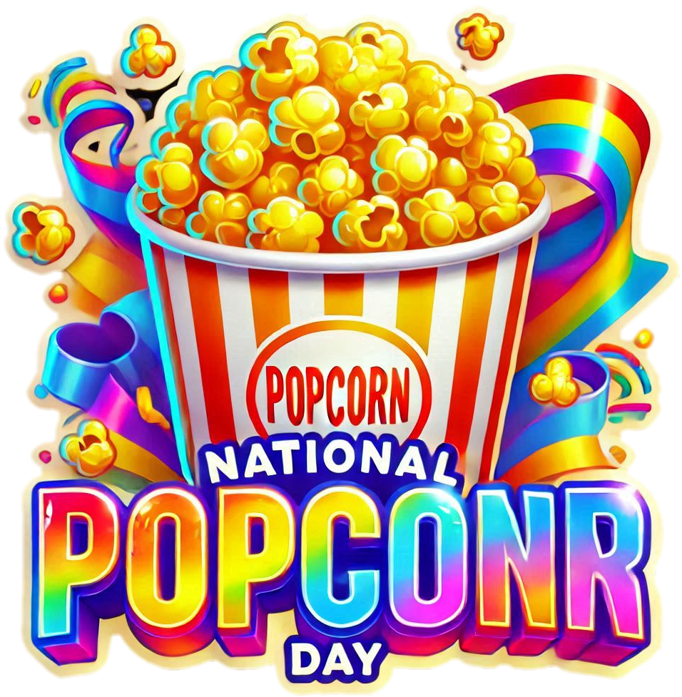 national popcorn day png with 3d effect