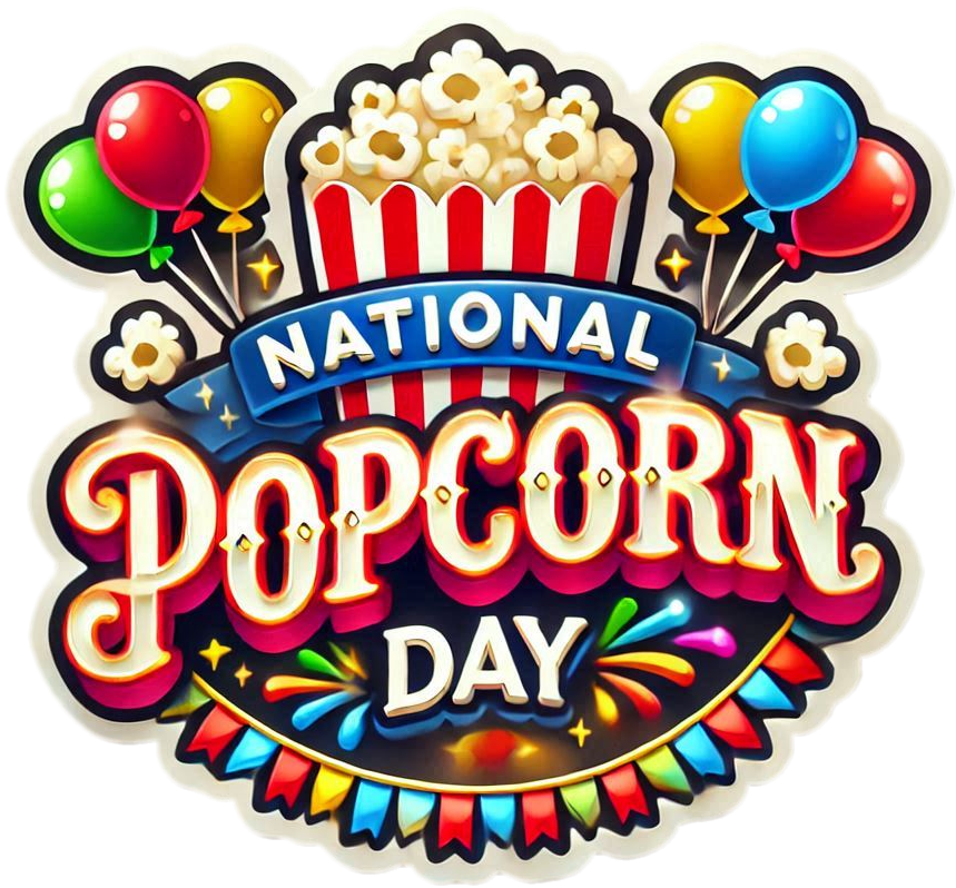 national popcorn day png with creative typography