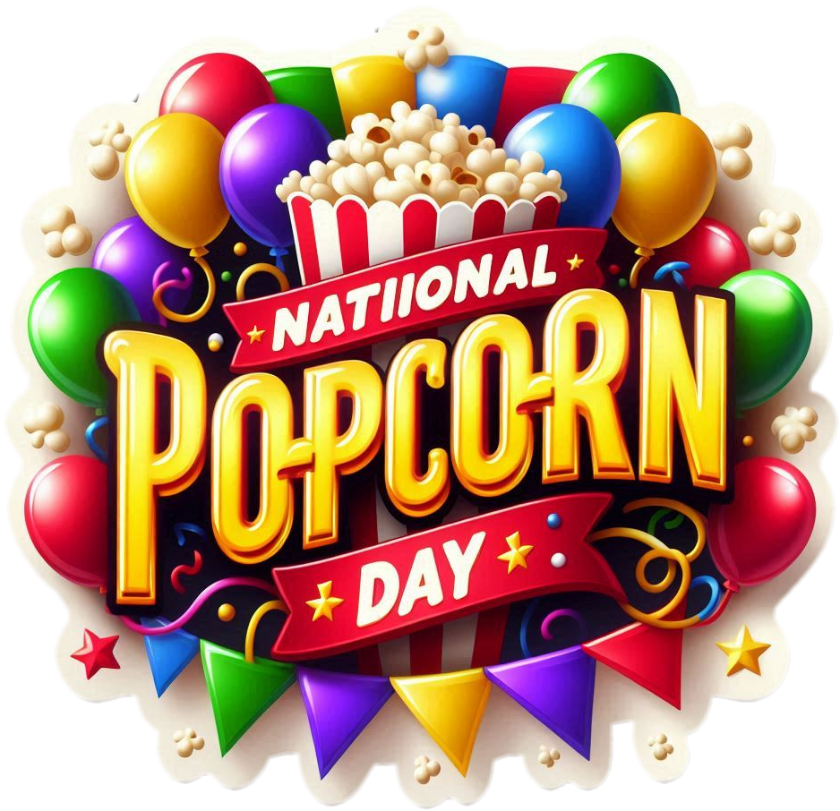 national popcorn day png with festive elements