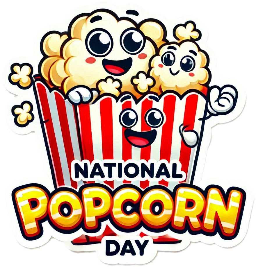 national popcorn day png with golden popcorn