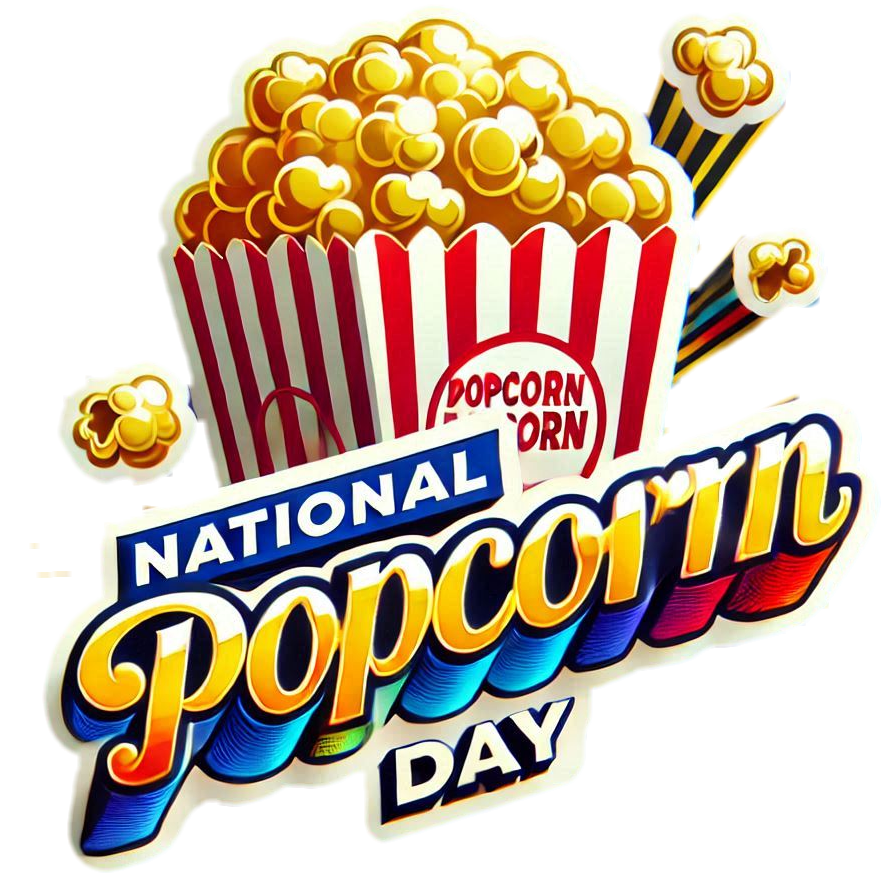 national popcorn day png with red and white stripes