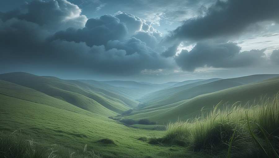 Nature background with hills and blue sky