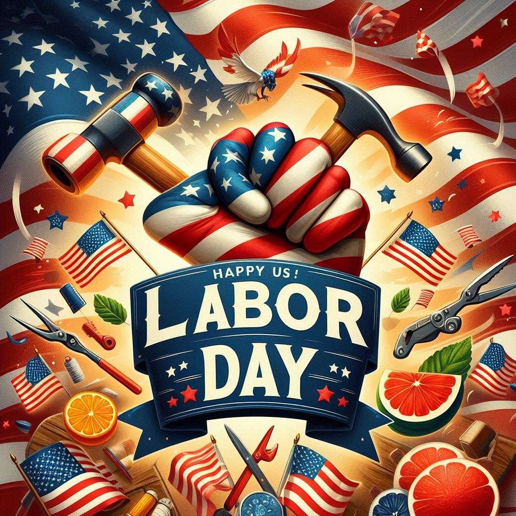 patriotic happy us labor day images with american flags for download